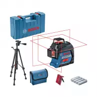 Линеен лазерен нивелир BOSCH GLL 3-80, 3 лазерни линии, точност 3mm/10m, автоматично