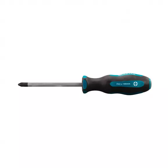 Отверткa кръстата MAKITA PH2 210/100мм, ударна, двукомпонентна дръжка, шестостен