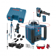 Ротационен лазерен нивелир BOSCH GRL 300 HV set Professional, червен лазер клас 3R, обхват 300m, точност 3.0mm/10m, автоматично