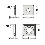 Сменяеми пластини CMT 10.5x10.5x1.5мм Z=4, 35°, HWM, S2020-за суха и мокра твърда дървесина, ПДЧ и MDF