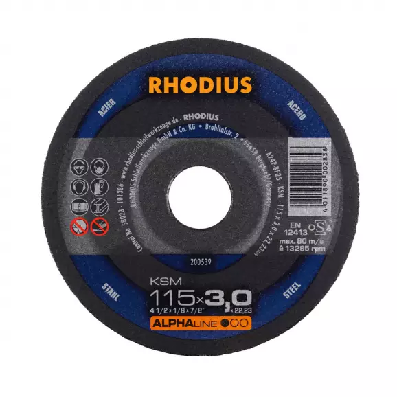 Диск карбофлексов RHODIUS ALPHAline KSM 115х3.0x22.23мм, за рязане на метал