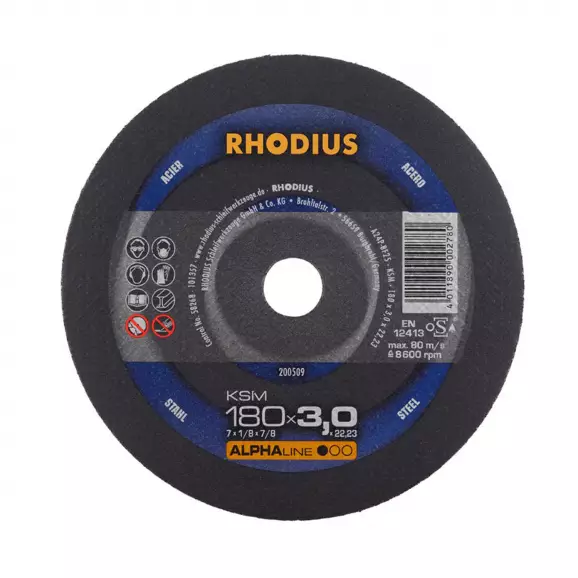 Диск карбофлексов RHODIUS ALPHAline KSM 180х3.0x22.23мм, за рязане на метал