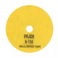 Диск за полиране RUBI 100мм P100, за сухо полиране на гранит, мрамор и камък, жълт