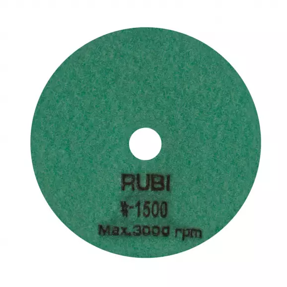 Диск за полиране RUBI 100мм P1500, за сухо полиране на гранит, мрамор и камък, зелен