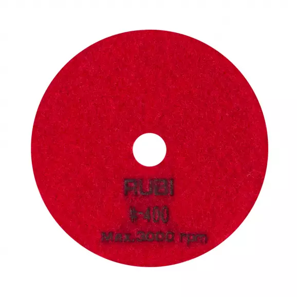 Диск за полиране RUBI 100мм P400, за сухо полиране на гранит, мрамор и камък, червен