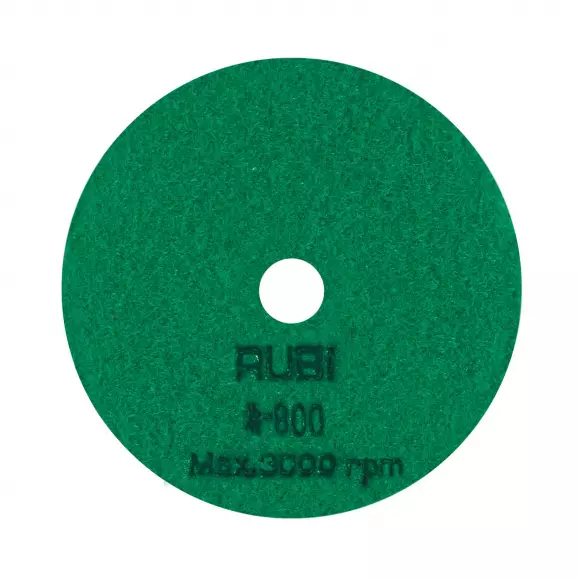 Диск за полиране RUBI 100мм P800, за сухо полиране на гранит, мрамор и камък, зелен