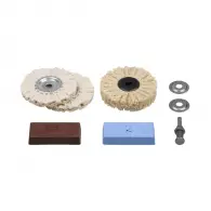 Диск за полиране комплект с полирпаста WOLFCRAFT Pro 85x10x10мм, филцов, за дърво, метал, цветни метали, пластмаса и боя