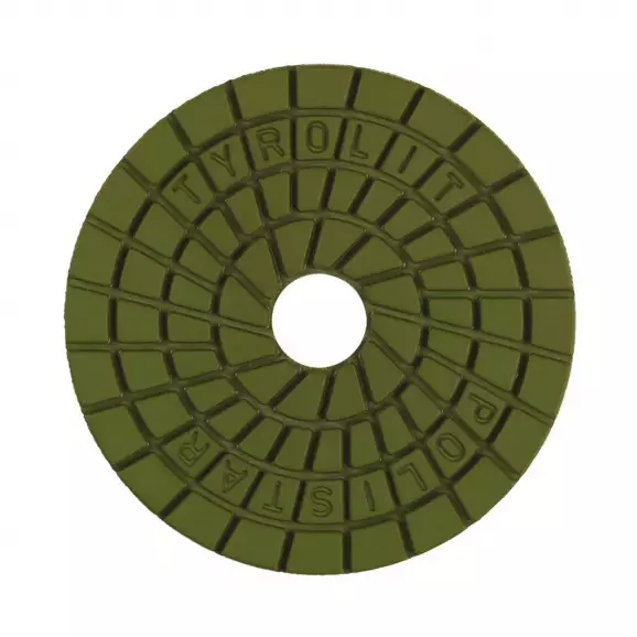 Диск за полиране TYROLIT 100х3.0мм P2000, за мокро полиране на гранит, мрамор и подова мозайка, тъмно зелен