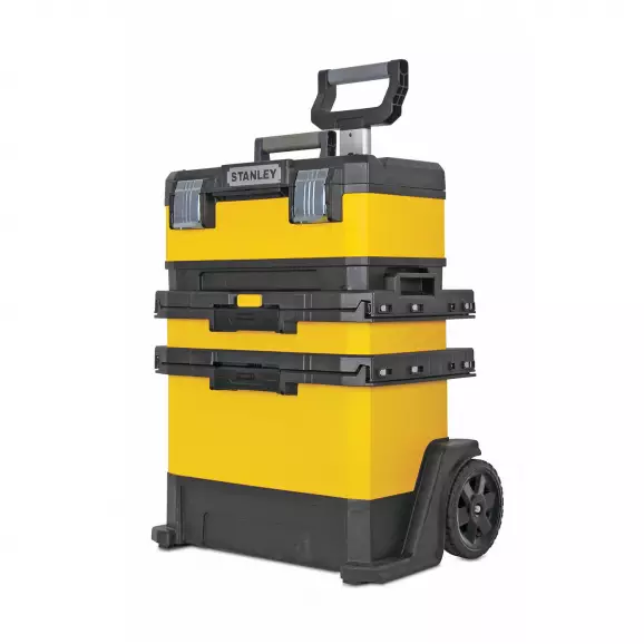 Куфар за инструменти на колела STANLEY Rolling Workshop, 568х389х730мм, полипропилен, жълт/черен