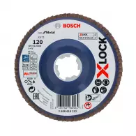 Диск ламелен BOSCH X-LOCK 125x22.23 P120, за шлайфане на неръждаема стомана, чугун, стоманена ламарина