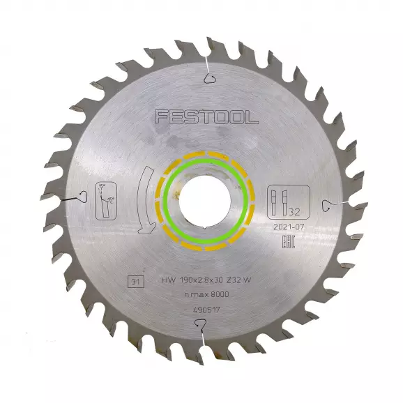 Диск с твърдосплавни пластини FESTOOL 190/2.8/30 Z=32, за дървесина