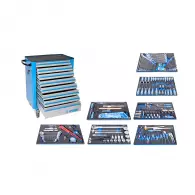 Количка за инструменти с чекмеджета UNIOR 201 части, с 8-чекмеджета, комплект с инструменти, 800x440x923