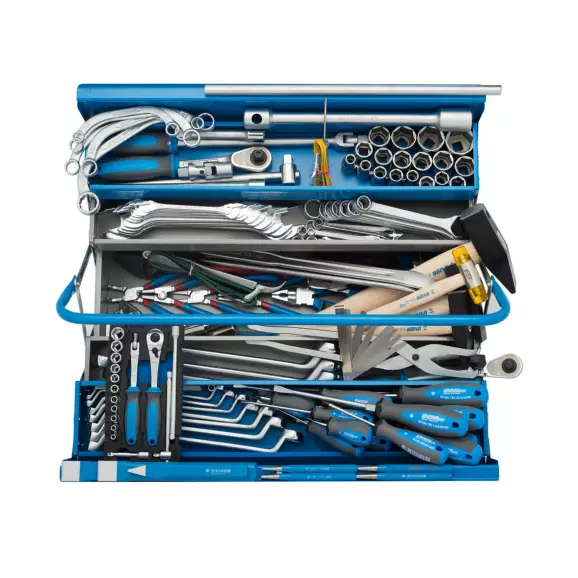Комплект инструменти UNIOR 92части, отвертки, клещи и ключове, в метален куфар