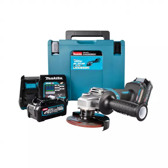 Акумулаторен ъглошлайф MAKITA GA029GM201, 40V, 4.0Ah, Li-Ion, ф125мм, безчетков