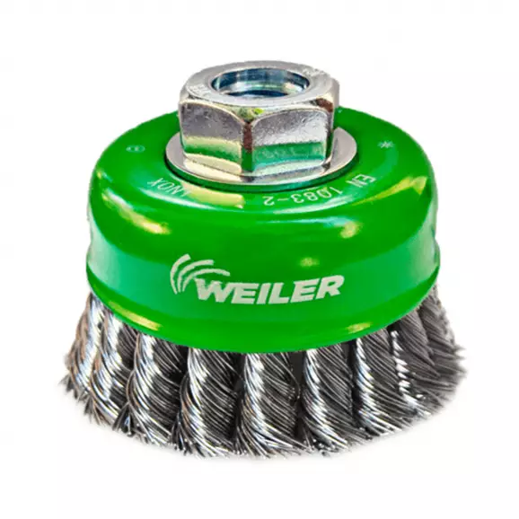 Четка камбанка за ъглошлайф WEILER INOX 65х0.5мм/М14, неръждаема стомана, плетена, 0.5мм-тел