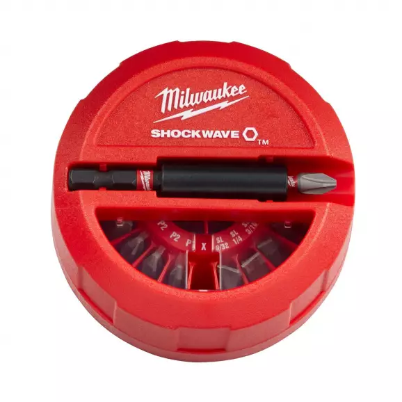 Комплект накрайници MILWAUKEE Shockwave 15части, PH, PZ, TX, с магнитен държач