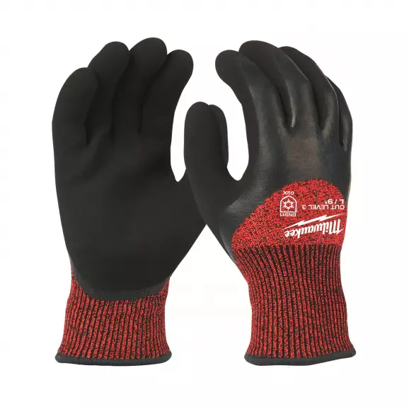 Ръкавици MILWAUKEE Winter L/9 Level 3, с пет пръста, червени, противосрезни от полиестер, топени в нитрил