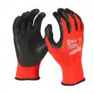 Ръкавици MILWAUKEE XL/10 Level 3, с пет пръста, червени, противосрезни от полиестер, топени в нитрил - small