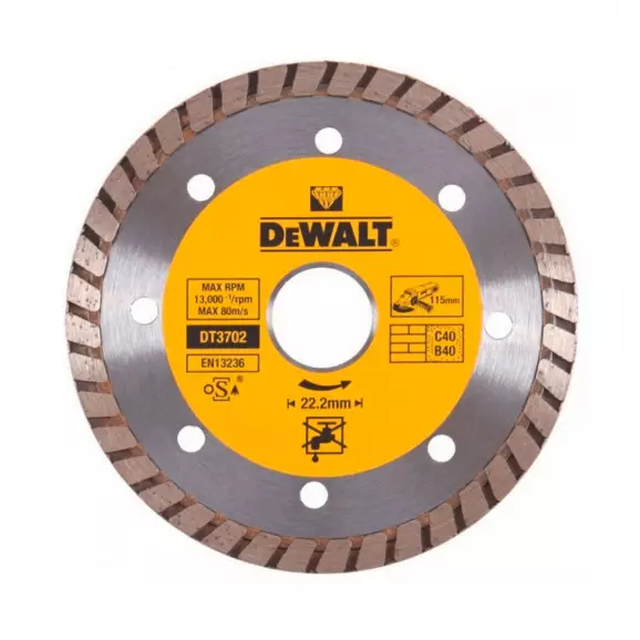 Диск диамантен DEWALT Diamond Edge 115x2.1x22.23мм, за бетон, тухла и керемиди, сухо рязане