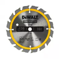 Диск с твърдосплавни пластини DEWALT Construction 136/1.5/10 Z=16, за дървесина