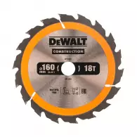 Диск с твърдосплавни пластини DEWALT Construction 160/2.4/20 Z=18, за дървесина