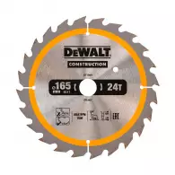 Диск с твърдосплавни пластини DEWALT Construction 165/1.5/20 Z=24, за дървесина
