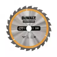 Диск с твърдосплавни пластини DEWALT Construction 250/3.0/30 Z=24, за дървесина