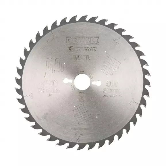 Диск с твърдосплавни пластини DEWALT Extreme 250/3.0/30 Z=40, за дървесина