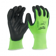 Ръкавици MILWAUKEE Green L/9 Level 1, с пет пръста, зелени, противосрезни от полиестер, топени в нитрил