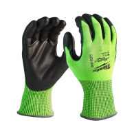 Ръкавици MILWAUKEE Green L/9 Level 4, с пет пръста, зелени, противосрезни от полиестер, топени в нитрил