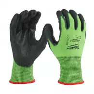 Ръкавици MILWAUKEE Green L/9 Level 5, с пет пръста, зелени, противосрезни от полиестер, топени в нитрил