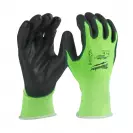 Ръкавици MILWAUKEE Green M/8 Level 1, с пет пръста, зелени, противосрезни от полиестер, топени в нитрил - small