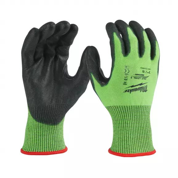 Ръкавици MILWAUKEE Green S/7 Level 5, с пет пръста, зелени, противосрезни от полиестер, топени в нитрил