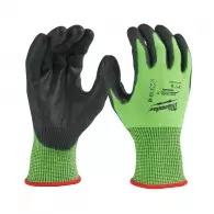 Ръкавици MILWAUKEE Green S/7 Level 5, с пет пръста, зелени, противосрезни от полиестер, топени в нитрил