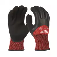Ръкавици MILWAUKEE Winter XL/10 Level 3, с пет пръста, червени, противосрезни от полиестер, топени в нитрил