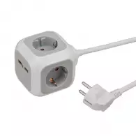 Разклонител BRENNENSTUHL Cube USB 4гнезда/1.4м, с кабел 1.4м, с USB портове, бял