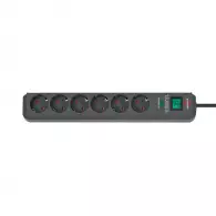 Разклонител BRENNENSTUHL Eco-Line 6гнезда/1.5м с ключ, с кабел 1.5м х 1.5мм2, черен