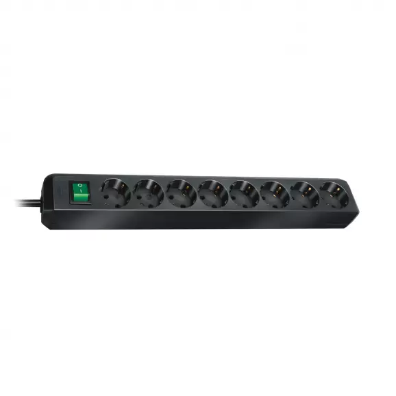 Разклонител BRENNENSTUHL Eco-Line Black 8гнезда/3.0м с ключ, с кабел 3.0м, черен
