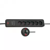 Разклонител BRENNENSTUHL Eco-line Comfort 6гнезда/2.0м с крачен ключ, с кабел 2.0м, черен