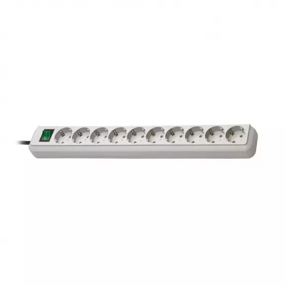 Разклонител BRENNENSTUHL Eco-Line Light Grey 10гнезда/3.0м с ключ, с кабел 3.0м, светло сив