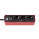 Разклонител BRENNENSTUHL Ecolor Red 3гнезда/1.5м с ключ, с кабел 1.5м, червен - small