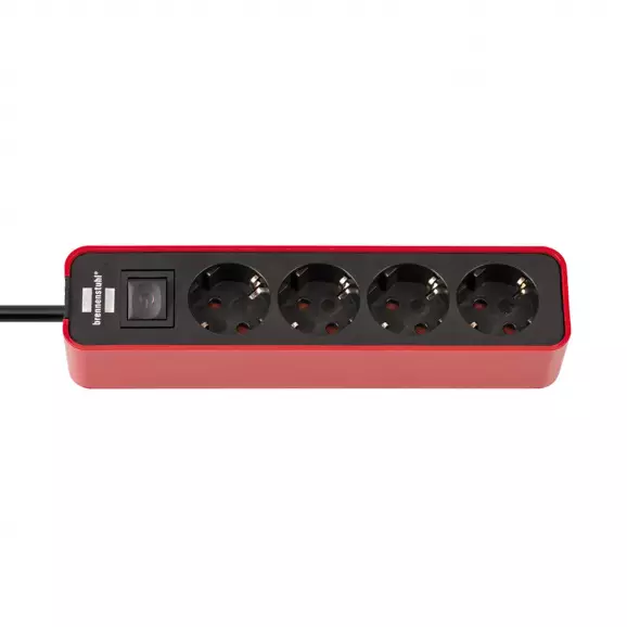 Разклонител BRENNENSTUHL Ecolor Red 4гнезда/1.5м с ключ, с кабел 1.5м, червен