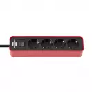 Разклонител BRENNENSTUHL Ecolor Red 4гнезда/1.5м с ключ, с кабел 1.5м, червен - small