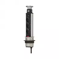 Разклонител BRENNENSTUHL Tower Power 3гнезда/2.0м с ключ, с кабел 2.0м, черен