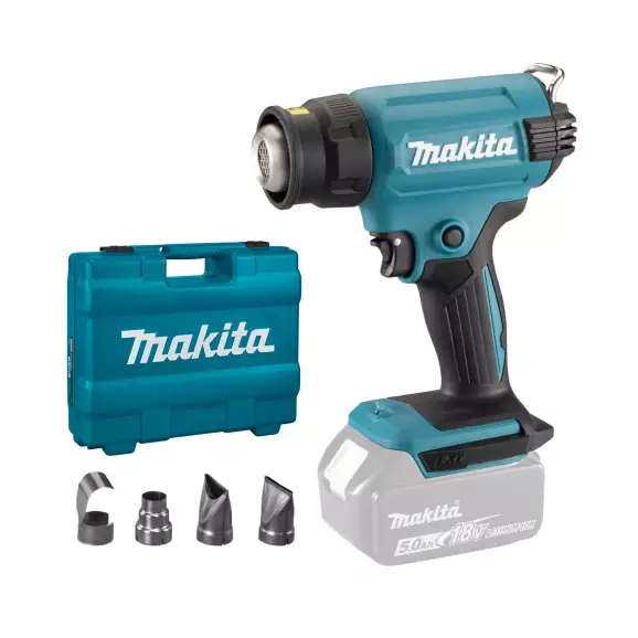 Акумулаторен пистолет за горещ въздух MAKITA DHG180ZK, 18V, 1.5-6.0Ah, Li-Ion, 550°C, 200л/мин