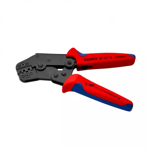 Клещи кербовъчни KNIPEX 0.1-1.5мм2, за неизолирани кабелни накрайници, AWG 27-16, двукомпонентни дръжки