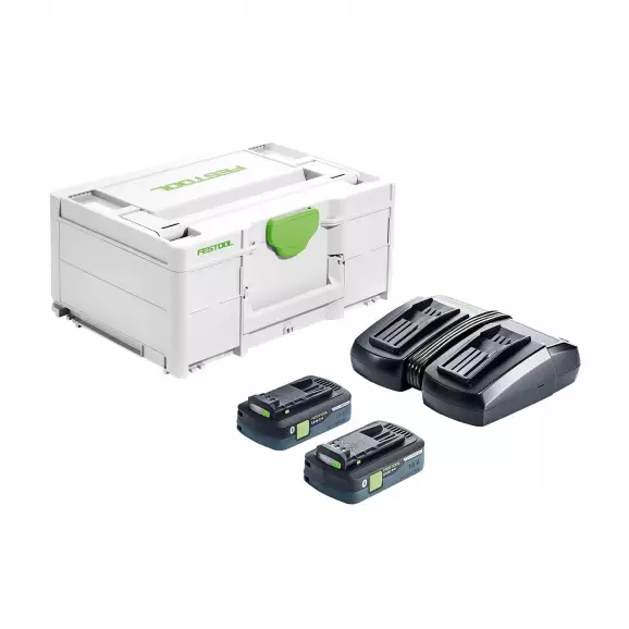 Комплект батерии и зарядно устройство FESTOOL SYS 18V 2x4.0/TCL 6 DUO, 18V, 4.0Ah, Li-Ion, Bluetooth