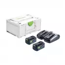 Комплект батерии и зарядно устройство FESTOOL SYS 18V 2x5.0/TCL 6 DUO, 18V, 5.0Ah, Li-Ion, Bluetooth - small