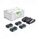 Комплект батерии и зарядно устройство FESTOOL SYS 18V 4x4.0/TCL 6 DUO, 18V, 4.0Ah, Li-Ion, Bluetooth - small