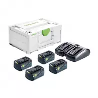 Батерия акумулаторна FESTOOL SYS 18V 4x5.0/TCL 6 DUO, 18V, 5.0Ah, Li-Ion, к-кт, Bluetooth